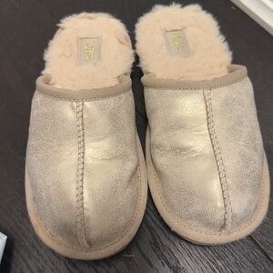 UGG Gold and Cream Slippers with Plush Lining